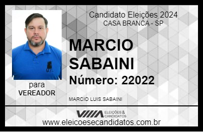 Candidato MARCIO SABAINI 2024 - CASA BRANCA - Eleições