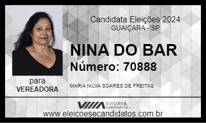 Candidato NINA DO BAR 2024 - GUAIÇARA - Eleições