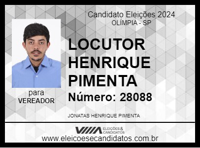 Candidato LOCUTOR HENRIQUE PIMENTA 2024 - OLÍMPIA - Eleições