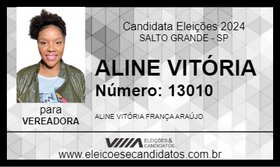 Candidato ALINE VITÓRIA 2024 - SALTO GRANDE - Eleições