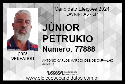 Candidato JÚNIOR PETRUKIO 2024 - LAVRINHAS - Eleições