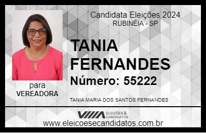 Candidato TANIA FERNANDES 2024 - RUBINÉIA - Eleições