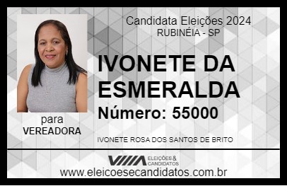 Candidato IVONETE DA ESMERALDA 2024 - RUBINÉIA - Eleições