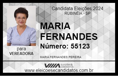 Candidato MARIA FERNANDES 2024 - RUBINÉIA - Eleições