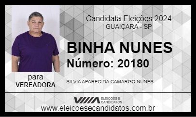 Candidato BINHA NUNES 2024 - GUAIÇARA - Eleições