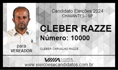 Candidato CLEBER RAZZE 2024 - CHAVANTES - Eleições