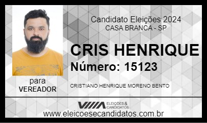 Candidato CRIS HENRIQUE 2024 - CASA BRANCA - Eleições