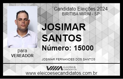 Candidato JOSIMAR SANTOS 2024 - BIRITIBA MIRIM - Eleições