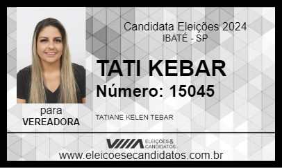 Candidato TATI TEBAR 2024 - IBATÉ - Eleições