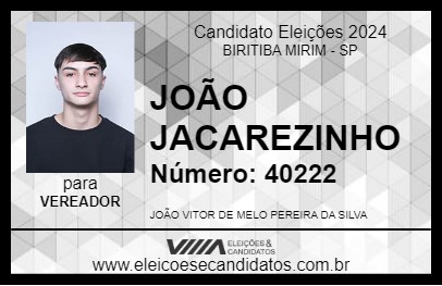 Candidato JOÃO JACAREZINHO 2024 - BIRITIBA MIRIM - Eleições