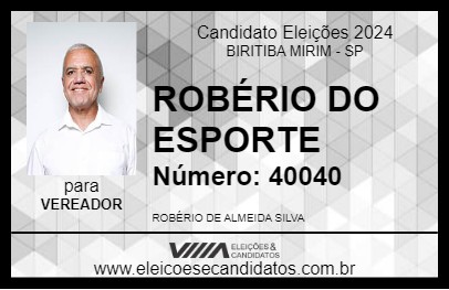 Candidato ROBÉRIO DO ESPORTE 2024 - BIRITIBA MIRIM - Eleições