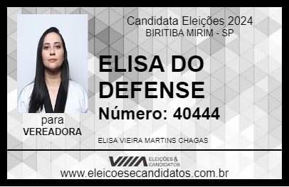 Candidato ELISA DO DEFENSE 2024 - BIRITIBA MIRIM - Eleições