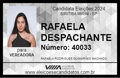 Candidato RAFAELA DESPACHANTE 2024 - BIRITIBA MIRIM - Eleições