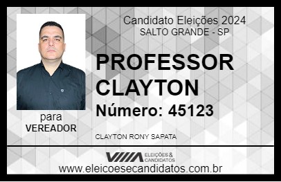 Candidato PROFESSOR CLAYTON 2024 - SALTO GRANDE - Eleições