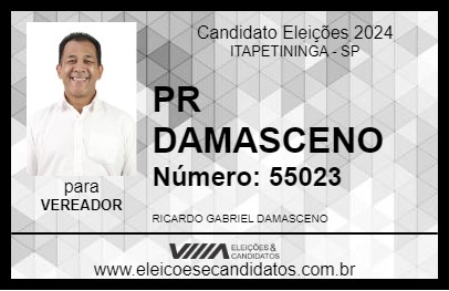 Candidato PASTOR DAMASCENO 2024 - ITAPETININGA - Eleições