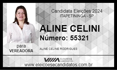 Candidato ALINE CELINI 2024 - ITAPETININGA - Eleições