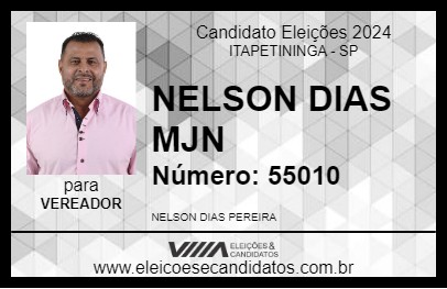 Candidato NELSON DIAS MJN 2024 - ITAPETININGA - Eleições