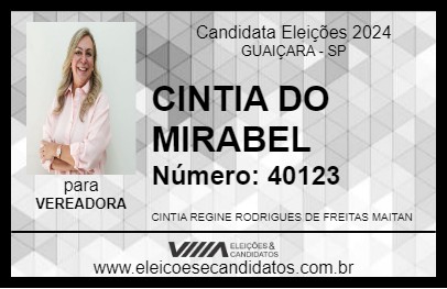 Candidato CINTIA DO MIRABEL 2024 - GUAIÇARA - Eleições