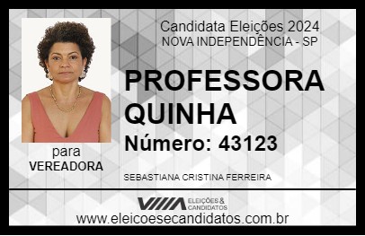 Candidato PROFESSORA QUINHA 2024 - NOVA INDEPENDÊNCIA - Eleições