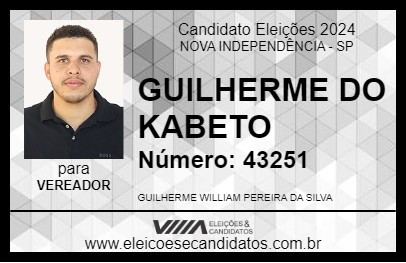 Candidato GUILHERME DO KABETO 2024 - NOVA INDEPENDÊNCIA - Eleições