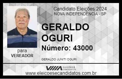 Candidato GERALDO OGURI 2024 - NOVA INDEPENDÊNCIA - Eleições