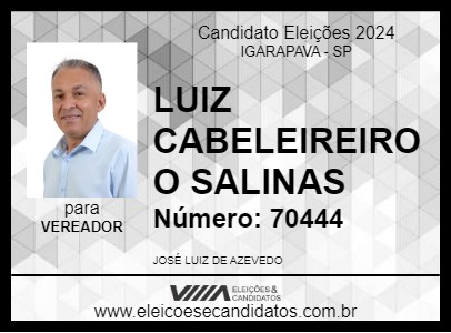 Candidato LUIZ CABELEIREIRO O SALINAS 2024 - IGARAPAVA - Eleições