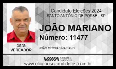 Candidato JOÃO MARIANO 2024 - SANTO ANTÔNIO DE POSSE - Eleições