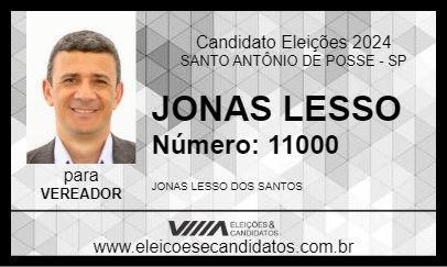 Candidato JONAS LESSO 2024 - SANTO ANTÔNIO DE POSSE - Eleições