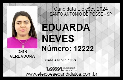 Candidato EDUARDA NEVES 2024 - SANTO ANTÔNIO DE POSSE - Eleições