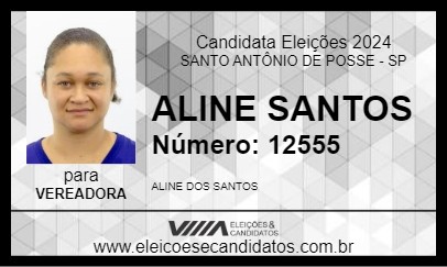 Candidato ALINE SANTOS 2024 - SANTO ANTÔNIO DE POSSE - Eleições