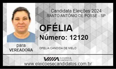 Candidato OFÉLIA 2024 - SANTO ANTÔNIO DE POSSE - Eleições