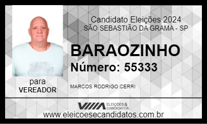 Candidato BARAOZINHO 2024 - SÃO SEBASTIÃO DA GRAMA - Eleições