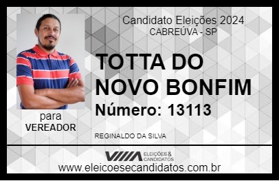 Candidato TOTTA DO NOVO BONFIM 2024 - CABREÚVA - Eleições