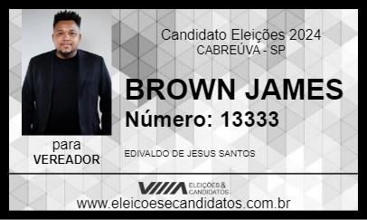 Candidato BROWN JAMES 2024 - CABREÚVA - Eleições