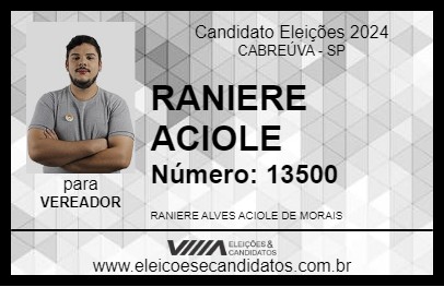 Candidato RANIERE ACIOLE 2024 - CABREÚVA - Eleições