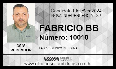 Candidato FABRICIO BB 2024 - NOVA INDEPENDÊNCIA - Eleições