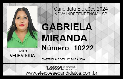 Candidato GABRIELA MIRANDA 2024 - NOVA INDEPENDÊNCIA - Eleições