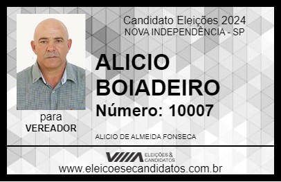 Candidato ALICIO BOIADEIRO 2024 - NOVA INDEPENDÊNCIA - Eleições