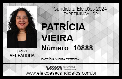 Candidato PATRÍCIA VIEIRA 2024 - ITAPETININGA - Eleições