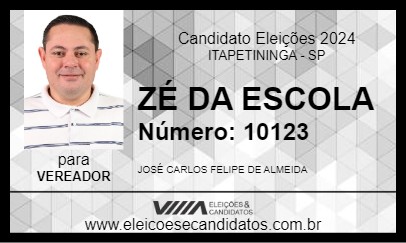 Candidato ZÉ DA ESCOLA 2024 - ITAPETININGA - Eleições