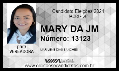 Candidato MARY DA JM 2024 - IACRI - Eleições