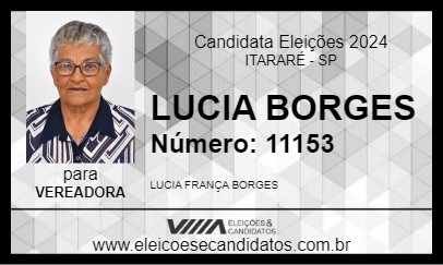 Candidato LUCIA BORGES 2024 - ITARARÉ - Eleições