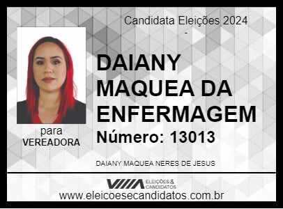 Candidato DAIANY MAQUEA DA ENFERMAGEM 2024 - CONCHAS - Eleições