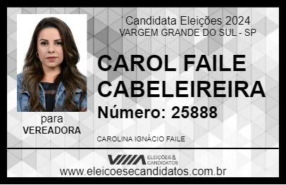 Candidato CAROL FAILE CABELEIREIRA 2024 - VARGEM GRANDE DO SUL - Eleições