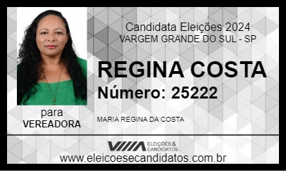 Candidato REGINA COSTA 2024 - VARGEM GRANDE DO SUL - Eleições