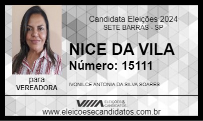 Candidato NICE DA VILA 2024 - SETE BARRAS - Eleições