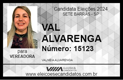 Candidato VAL ALVARENGA 2024 - SETE BARRAS - Eleições