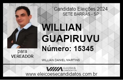 Candidato WILLIAN GUAPIRUVU 2024 - SETE BARRAS - Eleições