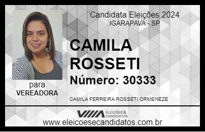 Candidato CAMILA ROSSETI 2024 - IGARAPAVA - Eleições