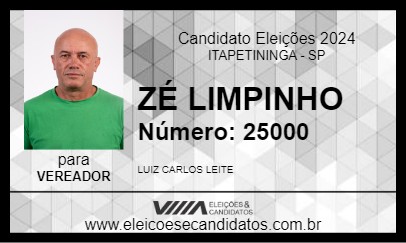 Candidato ZÉ LIMPINHO 2024 - ITAPETININGA - Eleições